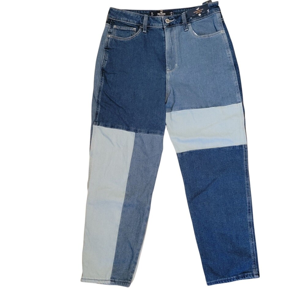 Hollister Womens Ultra High-Rise Patchwork Mom Jeans Size 7S W28 L24.5
